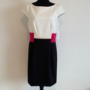 Sandra Darren Dress - Cream, Pink, and Black